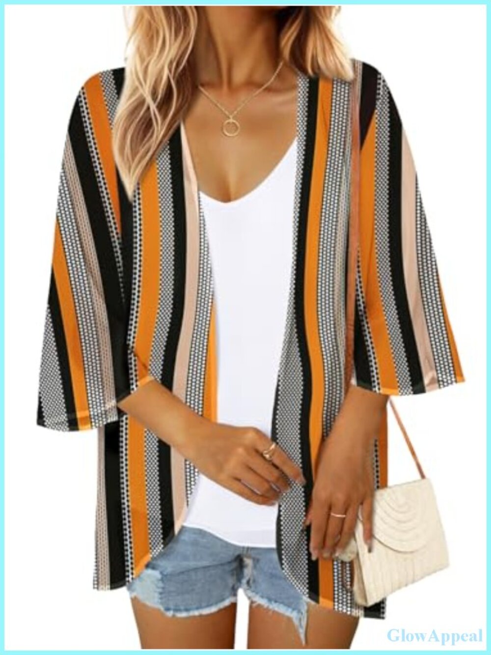 Women Floral Puff Sleeve Sheer Chiffon Kimono Cardigan Swimwear Beach Cover Up